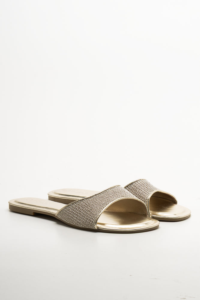 Metallic Mesh Mule Gold