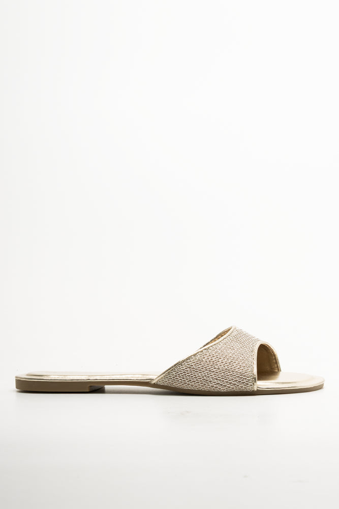 Metallic Mesh Mule Gold