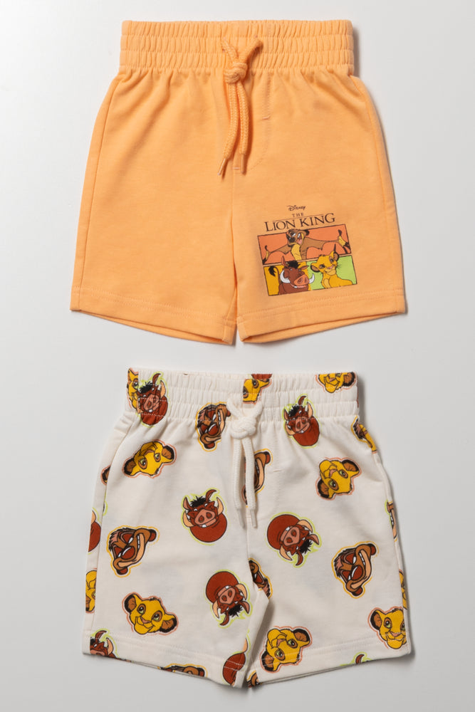 Lion King 2 Pack Knit Shorts Orange And Natural