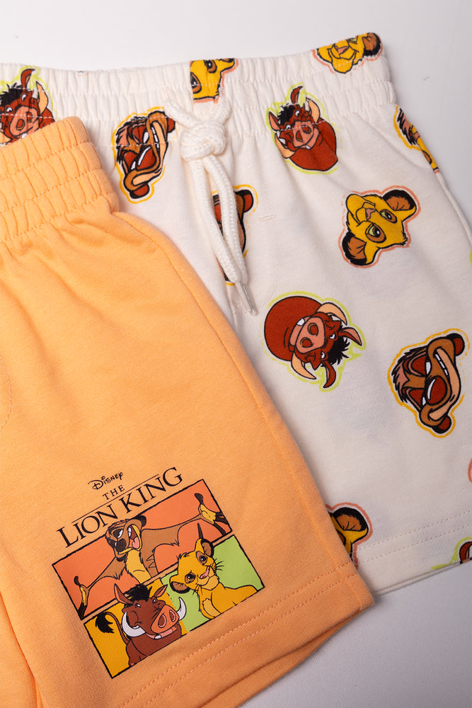 Lion King 2 Pack Knit Shorts Orange And Natural