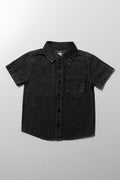 Short Sleeve Denim Shirt Black