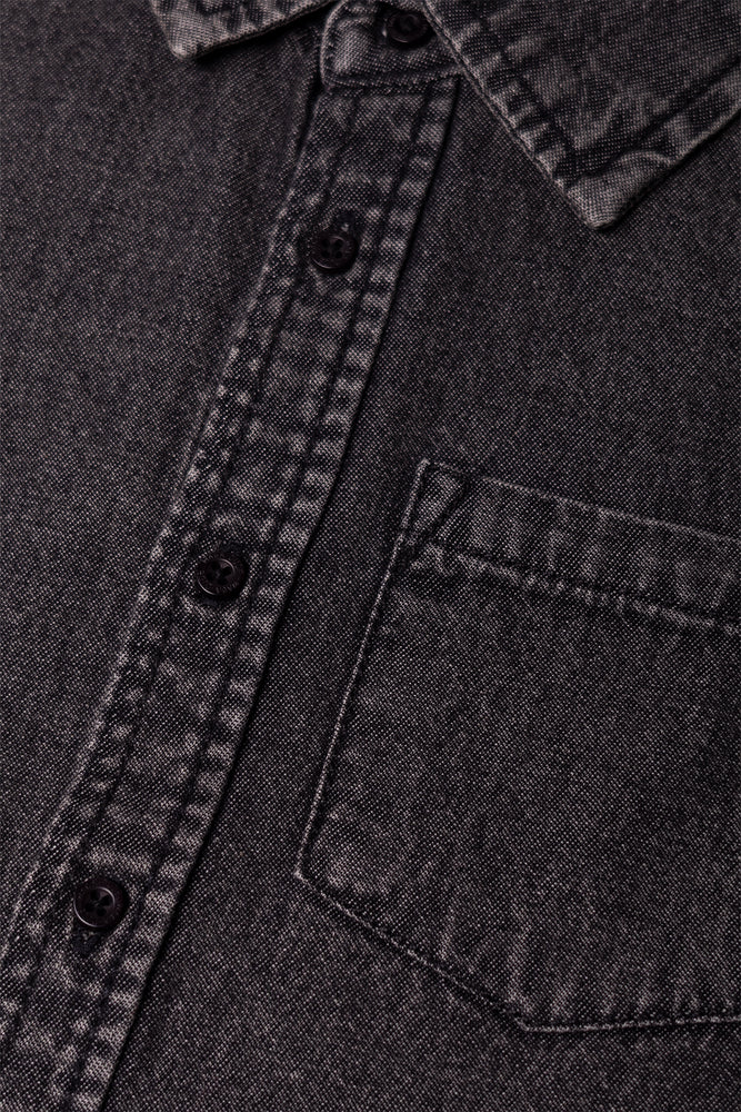 Short Sleeve Denim Shirt Black (1)
