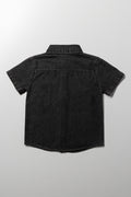 Short Sleeve Denim Shirt Black (2)