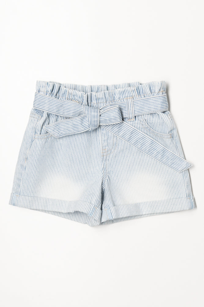 Stripe Paperbag Shorts Blue