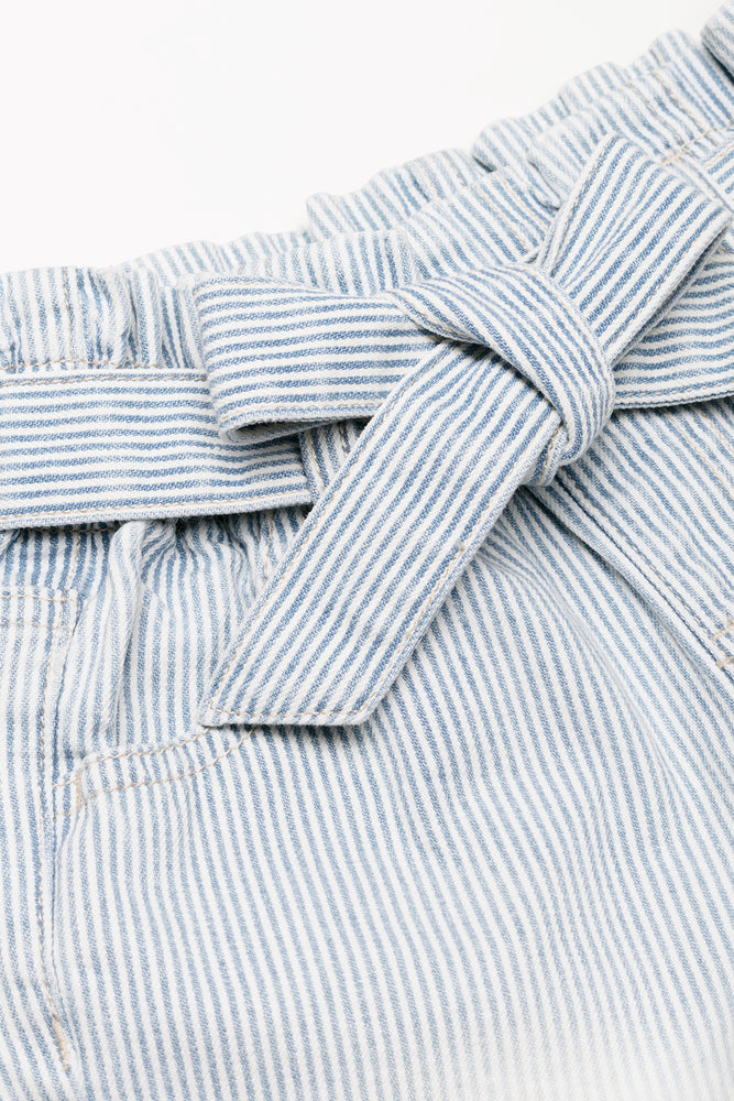 Stripe Paperbag Shorts Blue