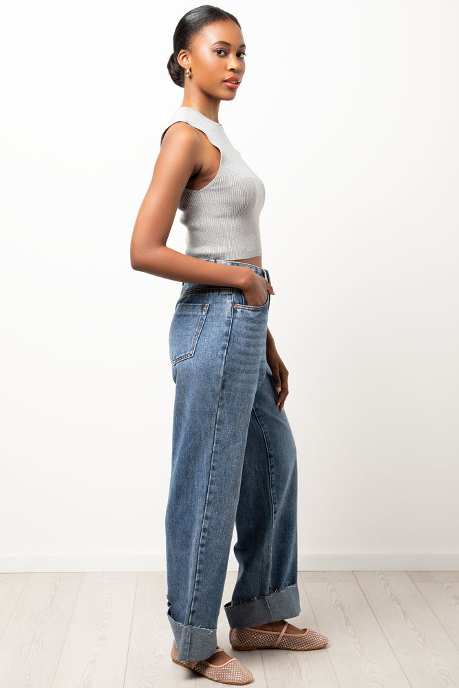 Sleeveless Knit Vest Silver