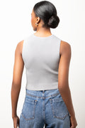 Sleeveless Knit Vest Silver (2)