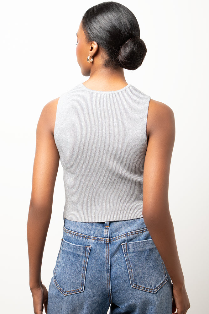 Sleeveless Knit Vest Silver (2)