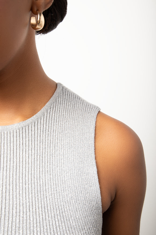 Sleeveless Knit Vest Silver (3)