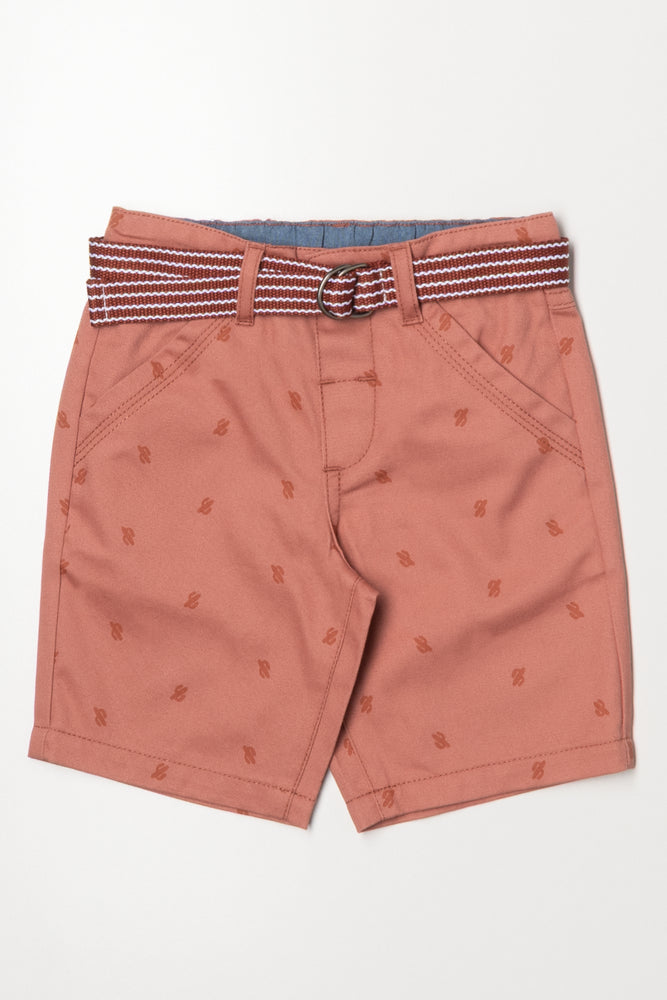 Belted Chino Shorts Pink
