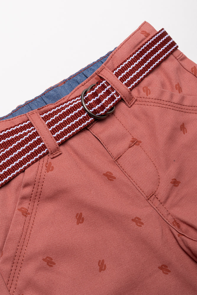 Belted Chino Shorts Pink