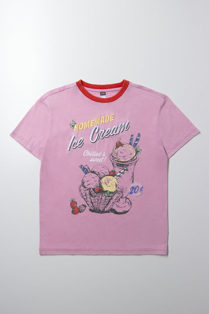 Ice Cream Short Sleeve T-Shirt Pink