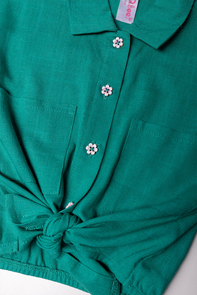 Linen Shorts & Shirt Set Green