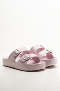 Double Buckle Slides Pink