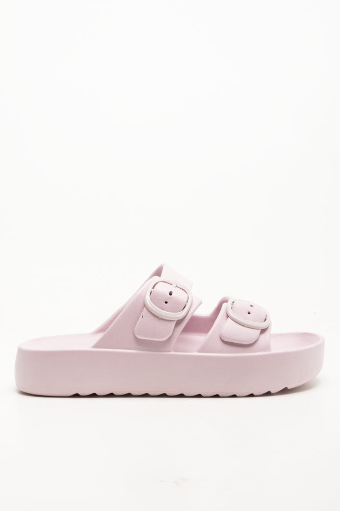 Double Buckle Slides Pink (1)
