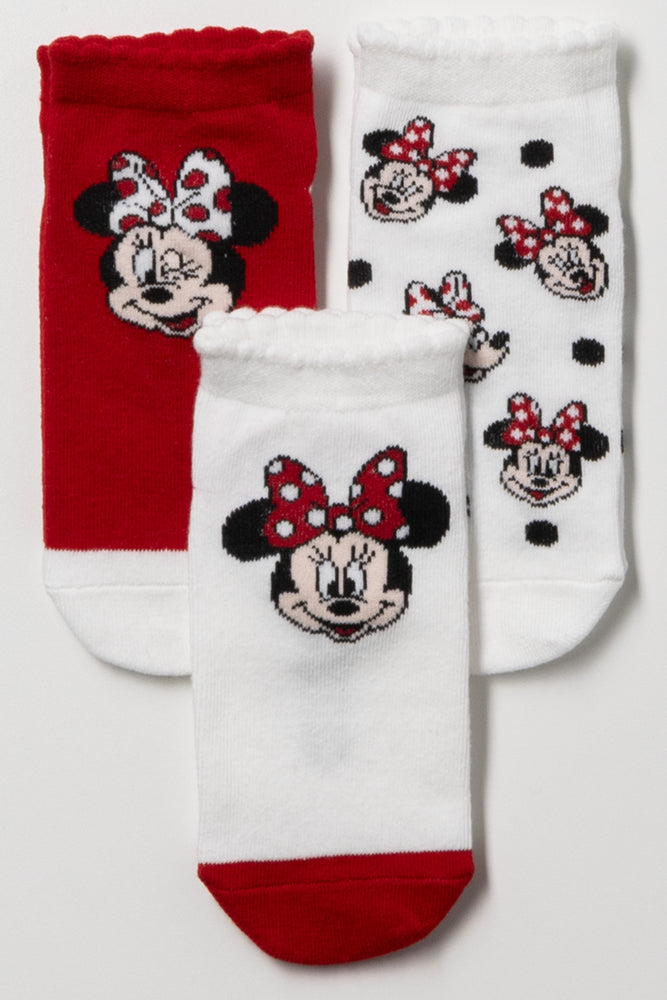 Minnie Mouse 3 Pack Socks White And Red
