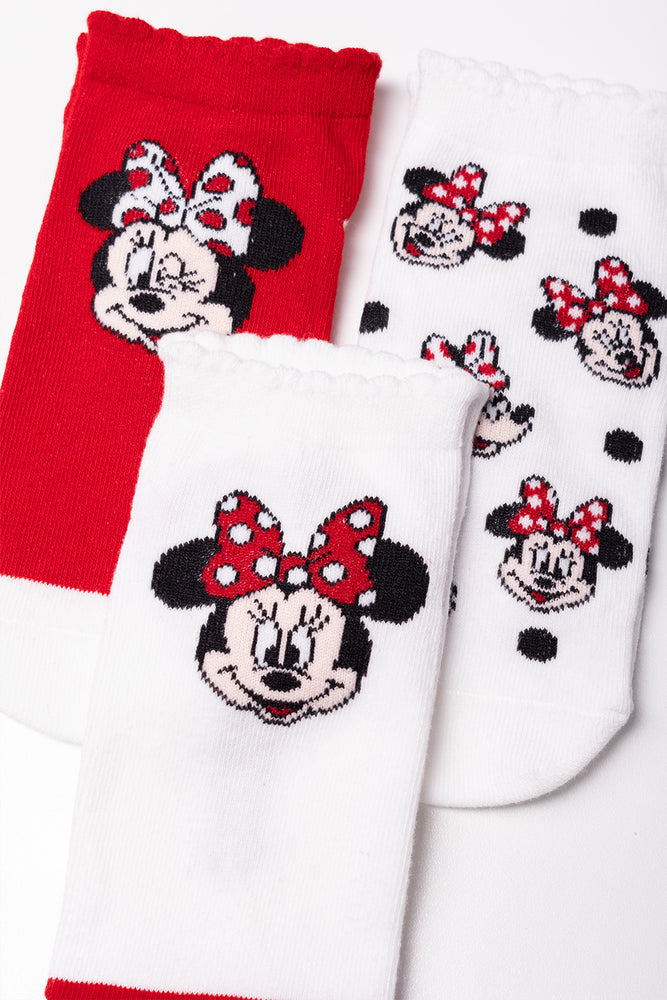 Minnie Mouse 3 Pack Socks White And Red (1)