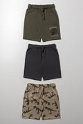 3 Pack Shorts Green, Dark Grey And Natural