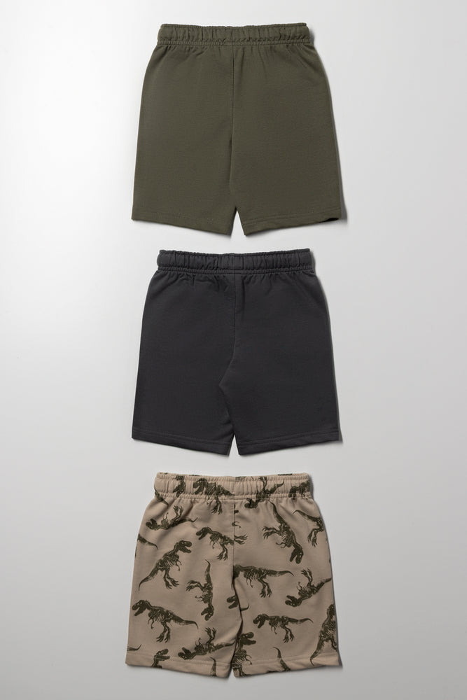 3 Pack Shorts Green, Dark Grey And Natural (2)