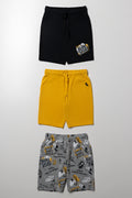 3 Pack Shorts Black, Yellow And Grey