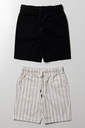 2 Pack Stripe Shorts Black And Cream