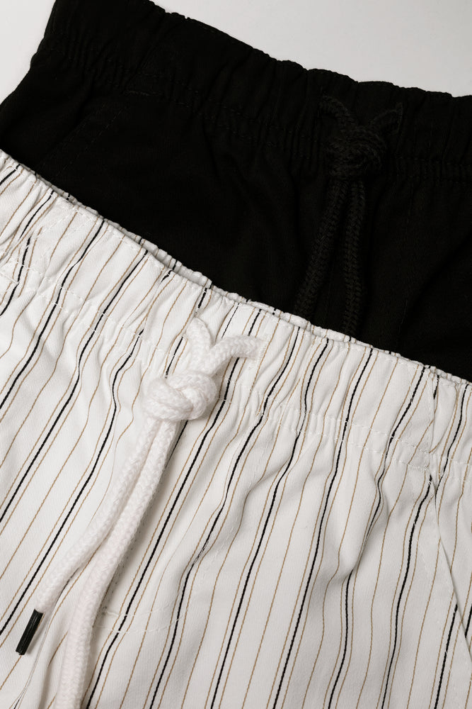 2 Pack Stripe Shorts Black And Cream