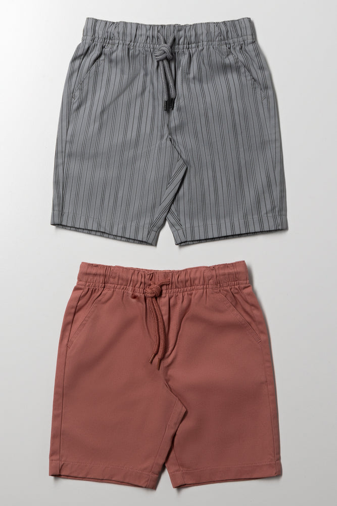 2 Pack Shorts Grey And Burgundy