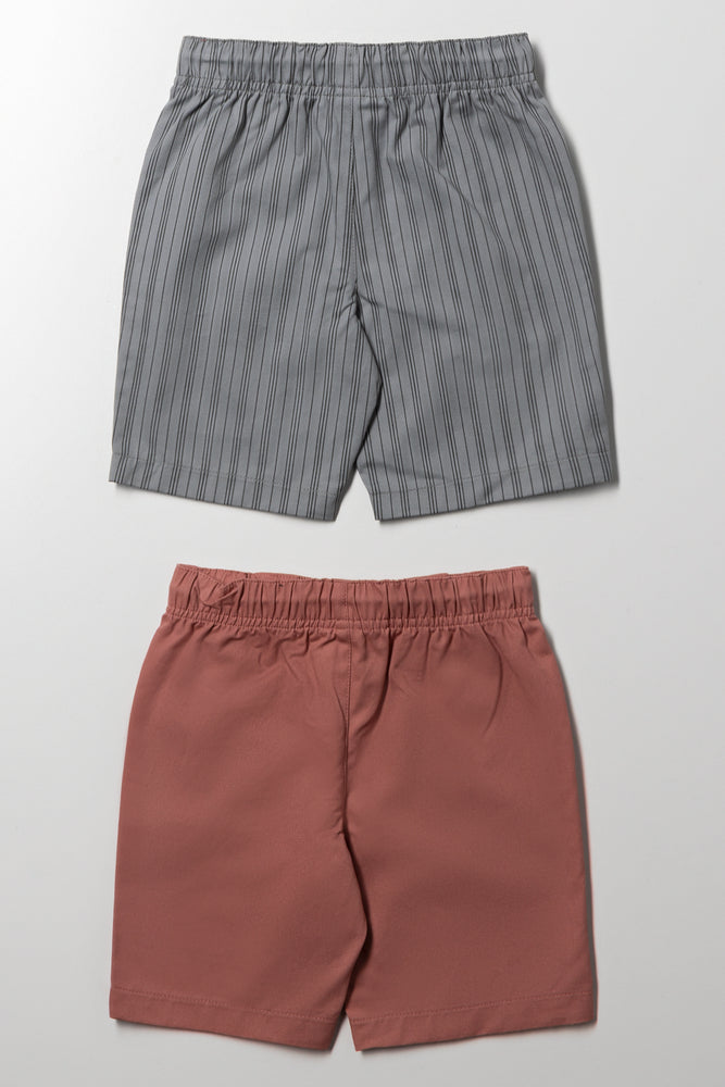 2 Pack Shorts Grey And Burgundy (2)