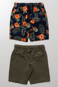 2 Pack Tropical Shorts Navy And Green