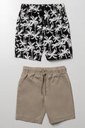 2 Pack Palm Tree Shorts Natural And Black