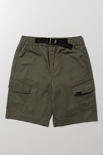 Buckle Trim Cargo Shorts Green