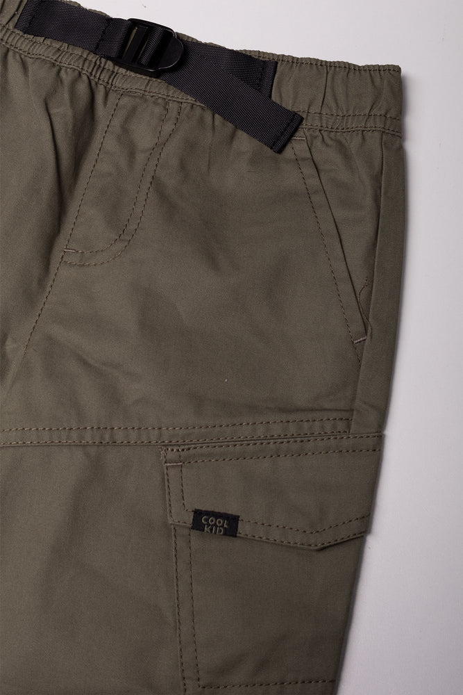Buckle Trim Cargo Shorts Green