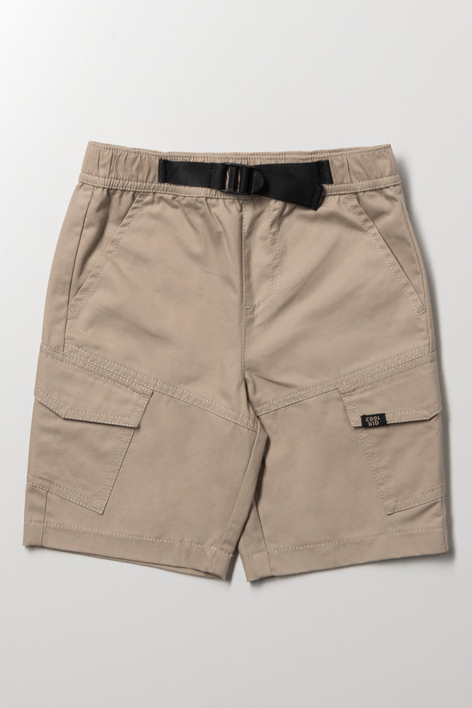 Buckle Trim Cargo Shorts Natural
