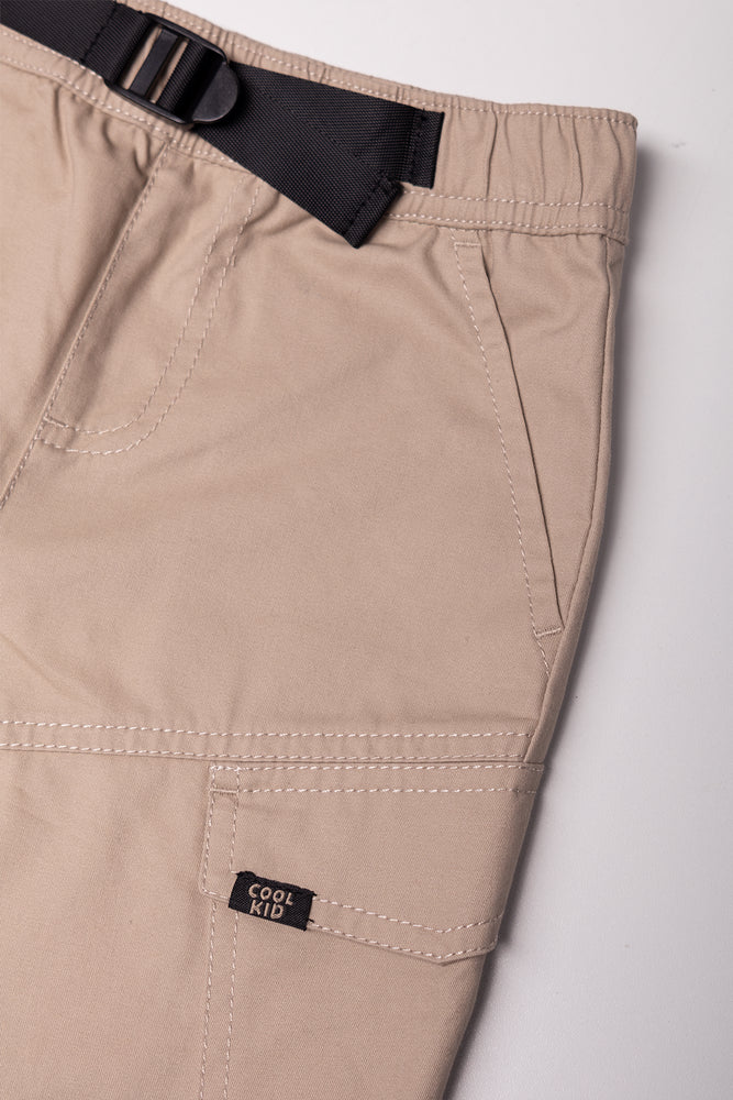 Buckle Trim Cargo Shorts Natural