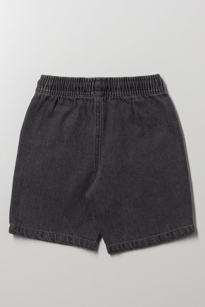 Relaxed Denim Shorts Grey (2)