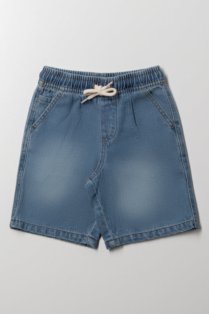 Relaxed Denim Shorts Light Blue