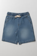 Relaxed Denim Shorts Light Blue