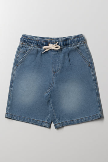 Relaxed Denim Shorts Light Blue