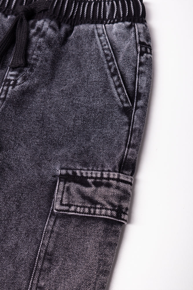 Cargo Denim Joggers Black