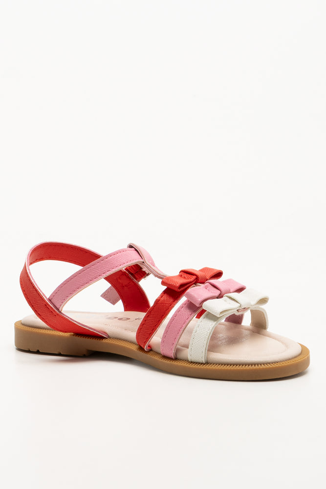 T-Bar Bow Sandals Pink