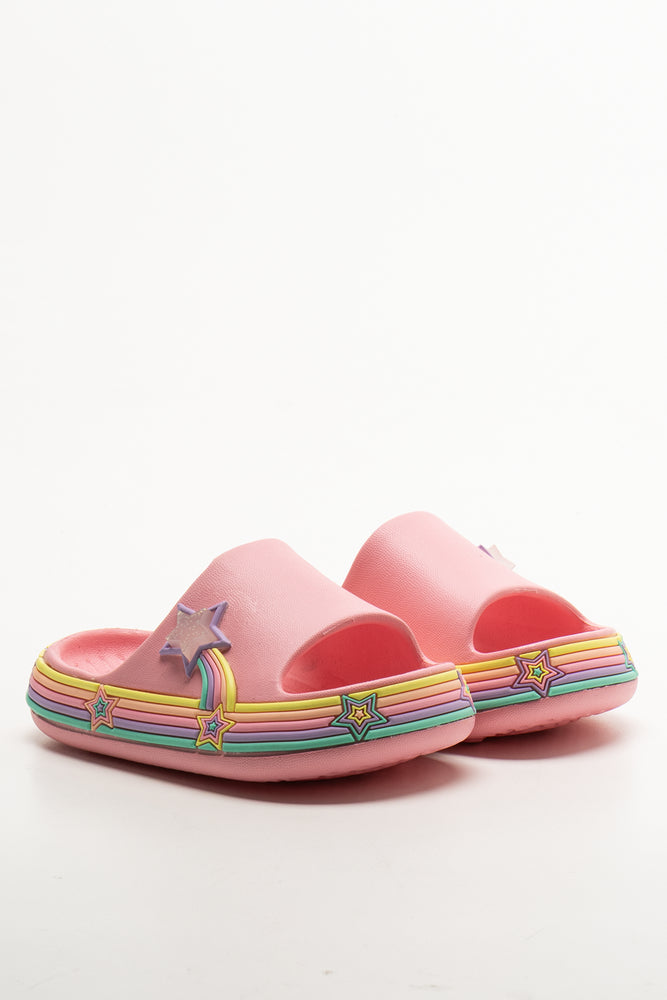 Rainbow Star Pool Slides Pink