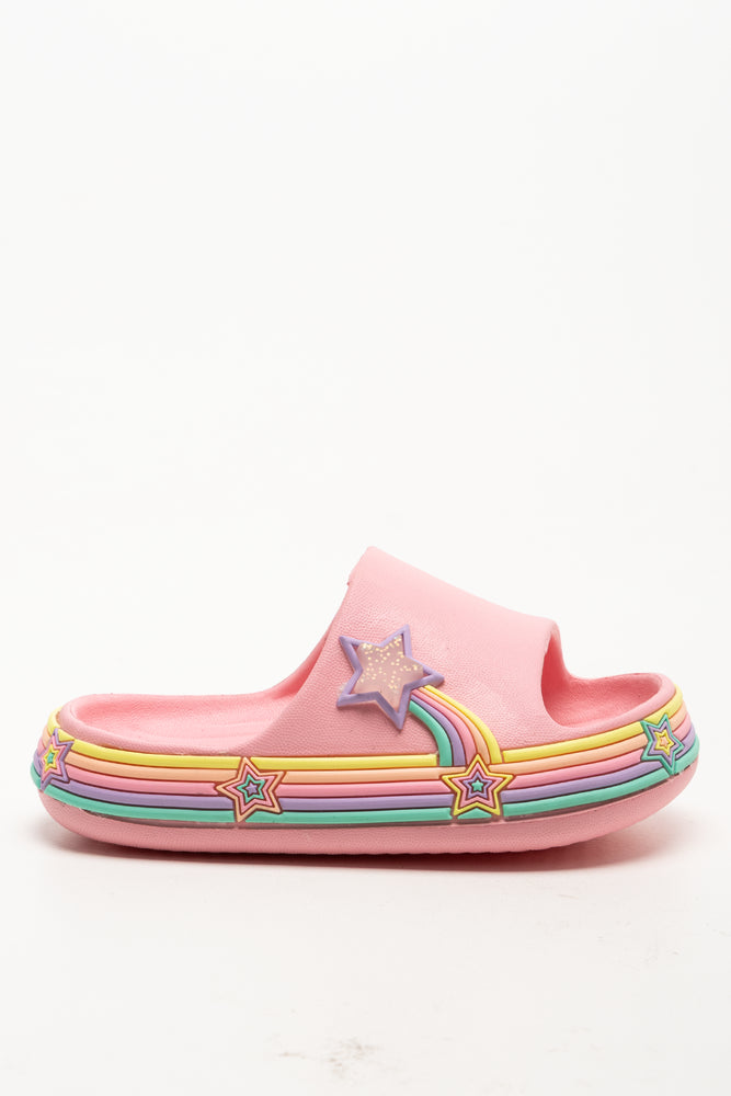 Rainbow Star Pool Slides Pink