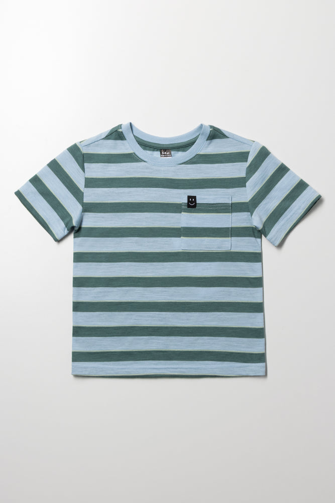 Textured Stripe Short Sleeve T-Shirt Green