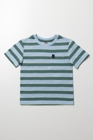 Textured Stripe Short Sleeve T-Shirt Green