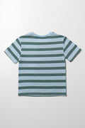 Textured Stripe Short Sleeve T-Shirt Green (2)