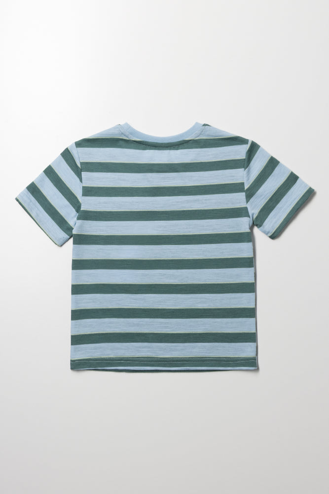 Textured Stripe Short Sleeve T-Shirt Green (2)
