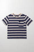 Textured Stripe Short Sleeve T-Shirt Navy