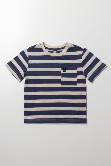 Textured Stripe Short Sleeve T-Shirt Navy