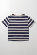 Textured Stripe Short Sleeve T-Shirt Navy (2)