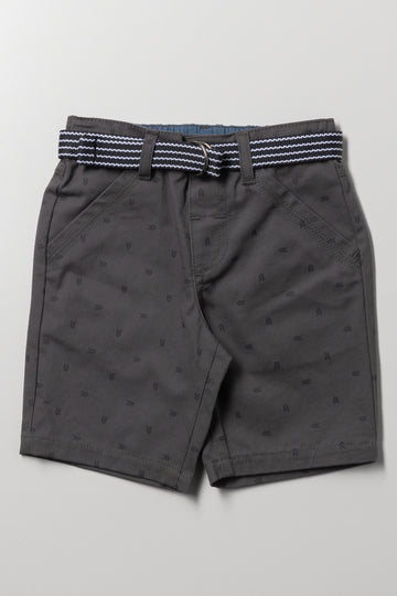 Belted Chino Shorts Dark Grey